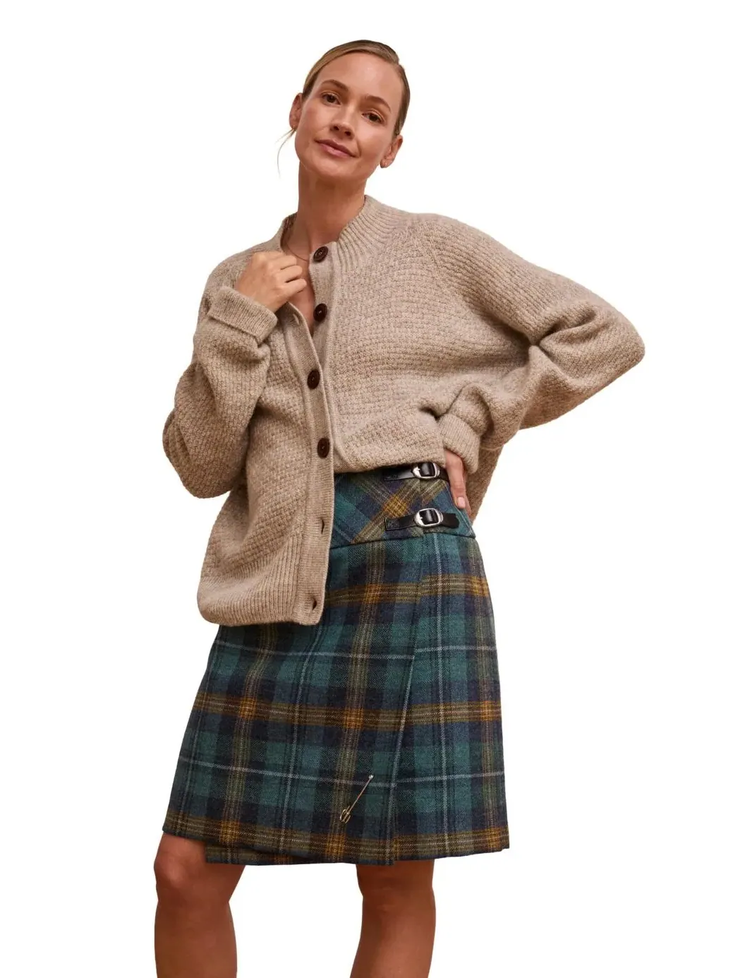 Шерстяная юбка-килт A-силуэта The British Celt Kilt Plaid Celtic & Co., Teal Ochre Tartan — изображение 2 из 5