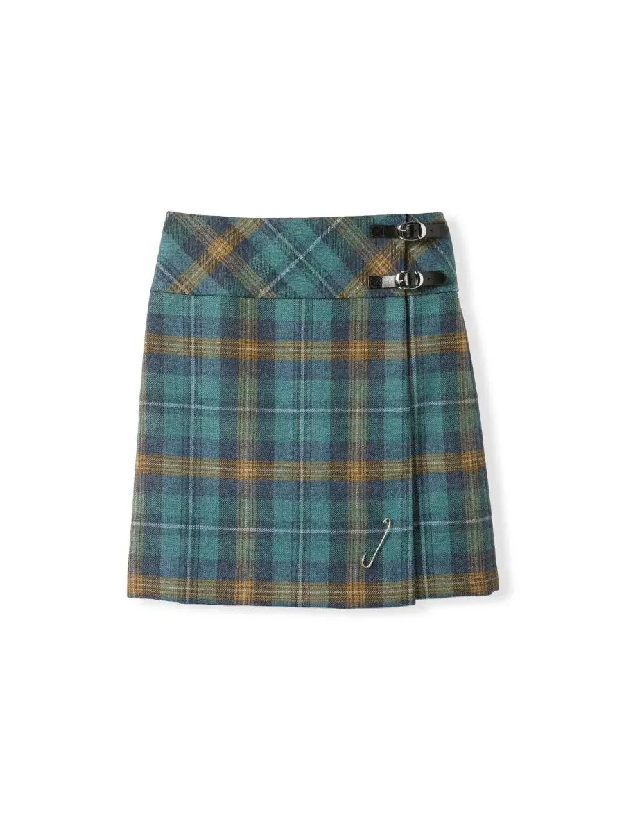 Шерстяная юбка-килт A-силуэта The British Celt Kilt Plaid Celtic & Co., Teal Ochre Tartan — изображение 4 из 5