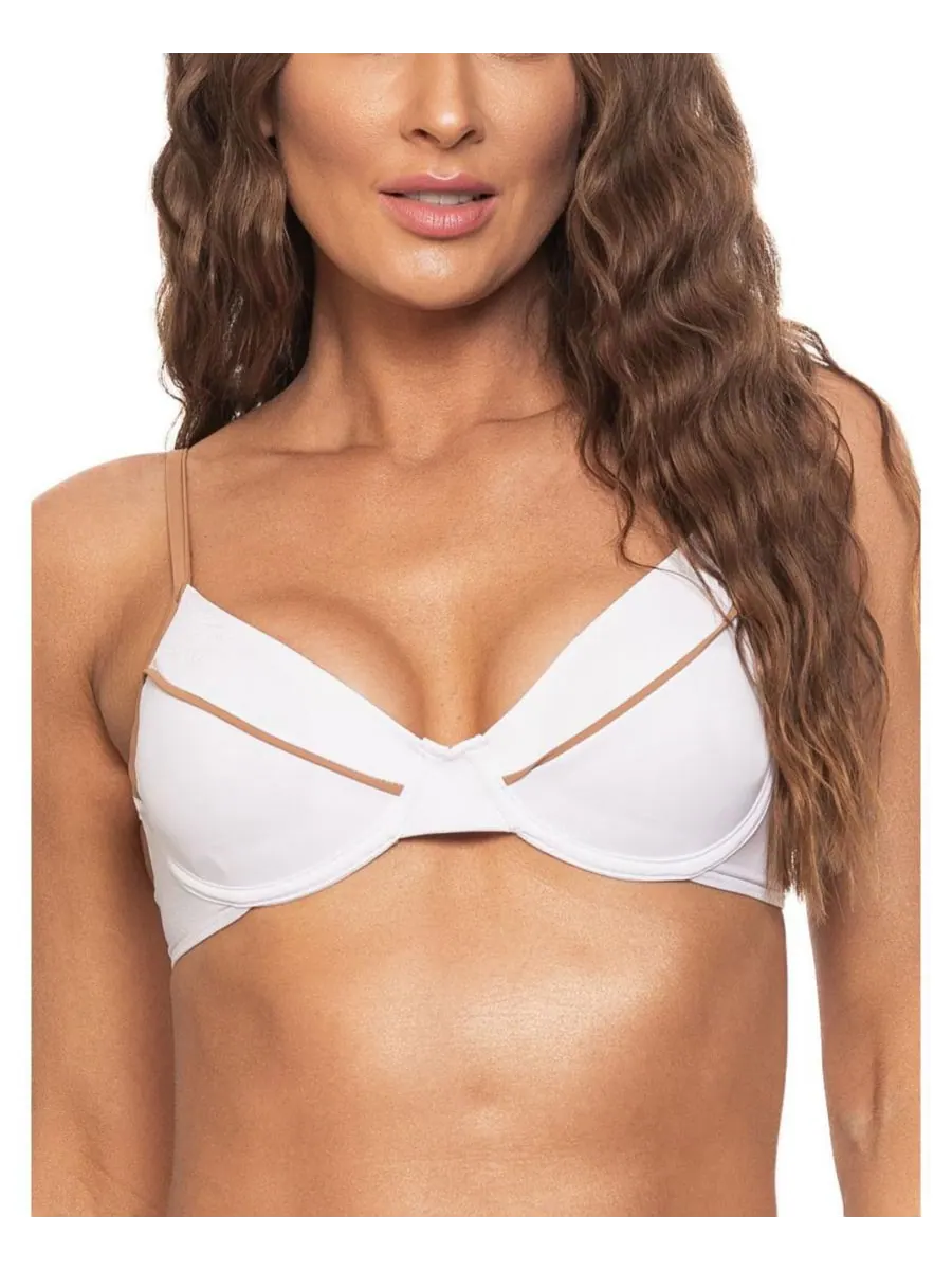 Женский бикини-топ с контрастными деталями и косточками Guria Beachwear — изображение 1 из 3, белый