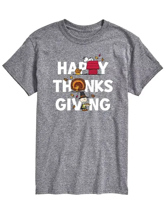 Мужская футболка с коротким рукавом Peanuts Happy Thanks Giving AIRWAVES — изображение 1 из 2, серый