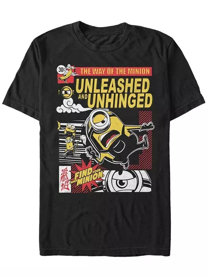 Мужская футболка с коротким рукавом Minions Unleashed Minion Comic Fifth Sun — изображение 1 из 1, черный