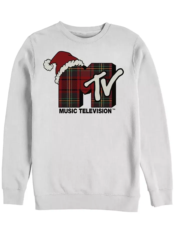 Мужская флисовая толстовка MTV Plaid Christmas Crew Fifth Sun — изображение 1 из 1, белый
