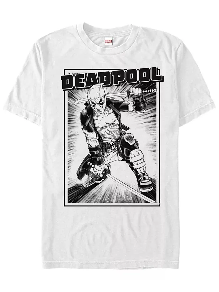 Футболка с коротким рукавом Marvel Men's Deadpool Samurai Stance Fifth Sun — изображение 1 из 1, белый