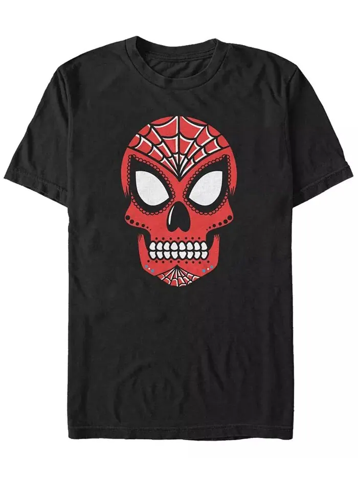 Футболка с коротким рукавом для мужчин Marvel Spider-Man Sugar Skull Big Face Mask Fifth Sun — изображение 1 из 1, черный