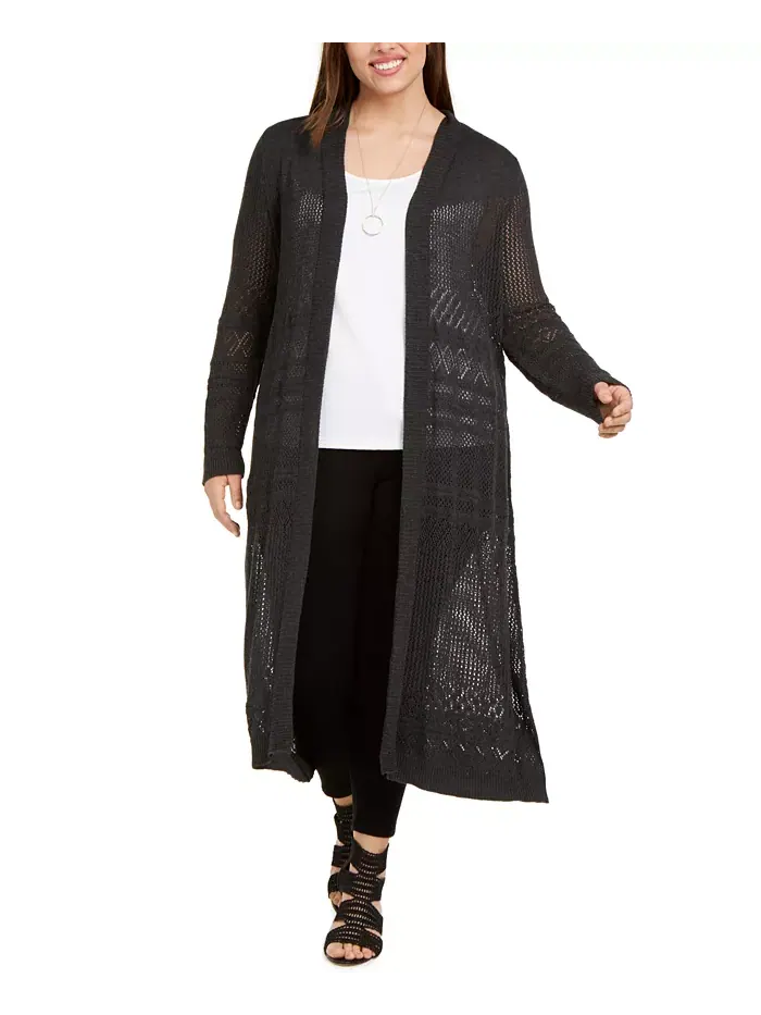 Кардиган-длиннополый с ажурной вязкой Plus Size Belldini