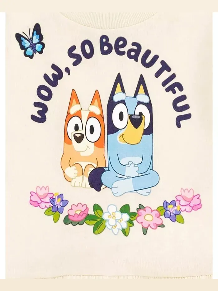 Комплект одежды из футболки и леггинсов для девочек (2T–10–12 лет) Bluey — изображение 4 из 5, белый/розовый