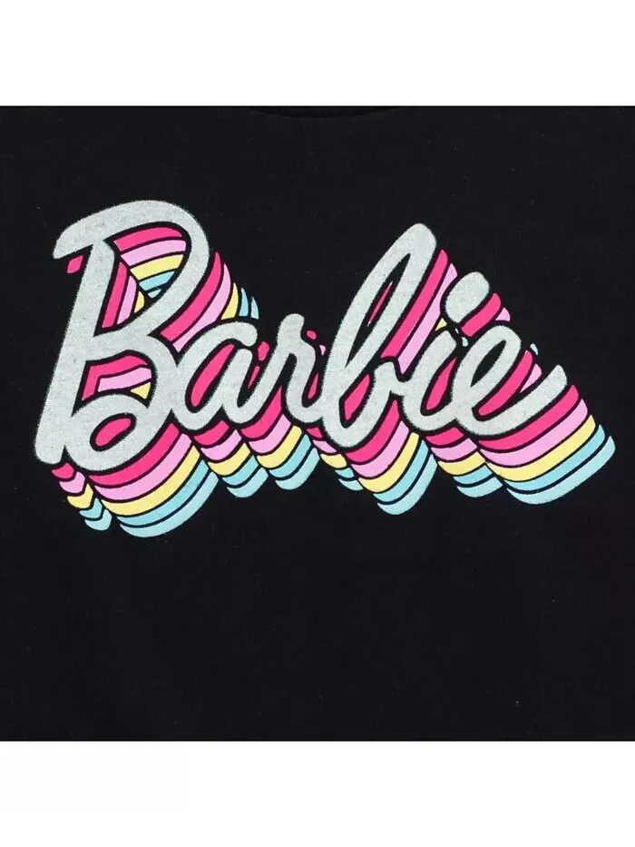 Комплект из 3 футболок для девочек Barbie — изображение 4 из 6, розовый/черный