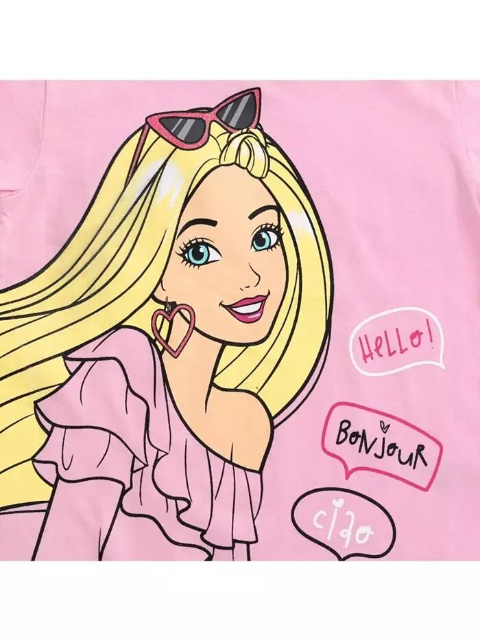 Комплект из 3 футболок для девочек Barbie — изображение 6 из 6, розовый/черный