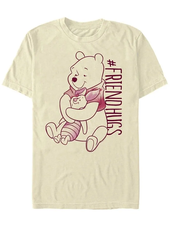Мужская футболка с короткими рукавами и круглым вырезом Piglet Pooh Hugs Fifth Sun — изображение 1 из 1, прозрачный