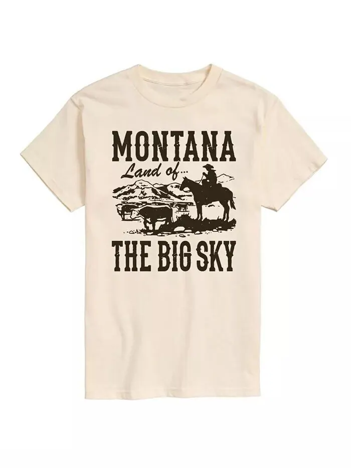 Мужская футболка с короткими рукавами Hybrid Apparel Montana Land of Big Sky AIRWAVES — изображение 1 из 3, бежевый