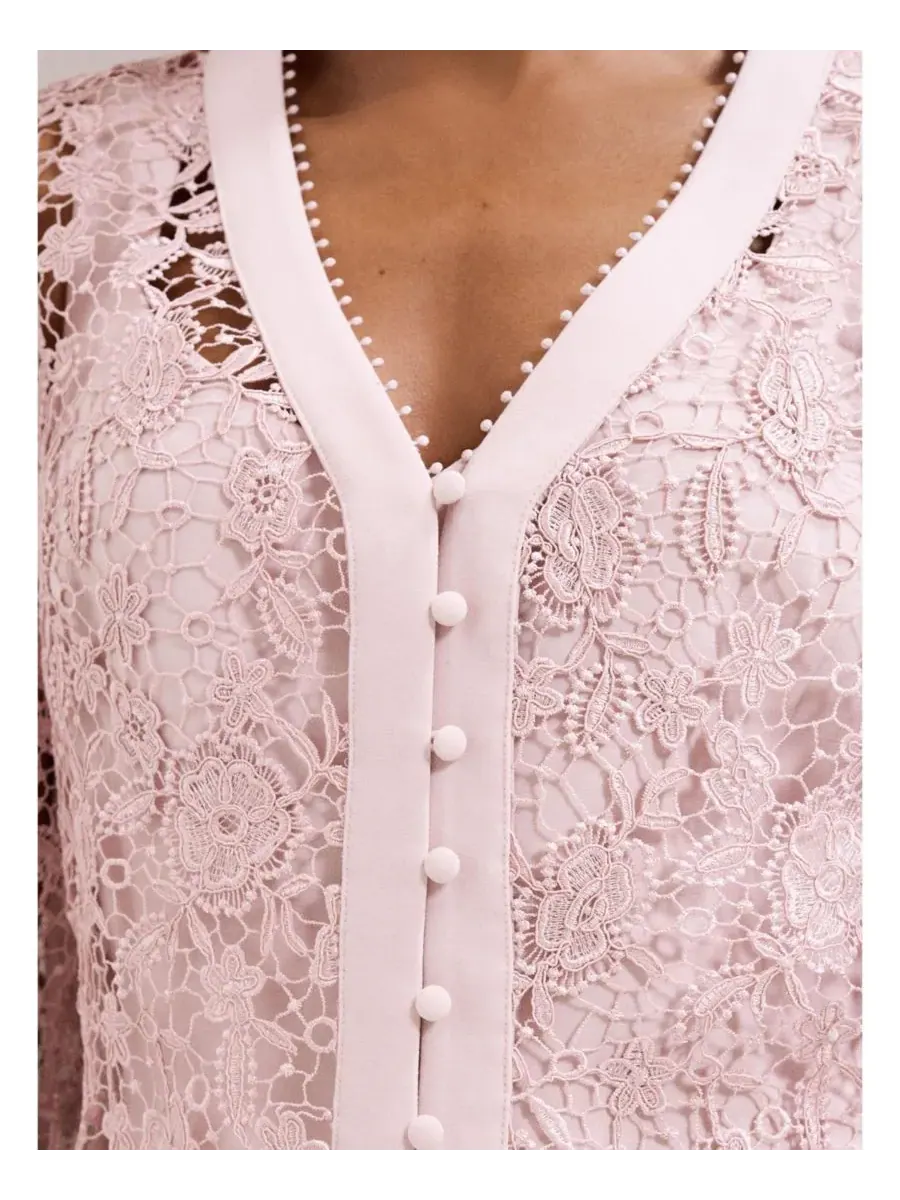 Женское кружевное миди-платье Ayumi Phase Eight — изображение 8 из 8, розовый