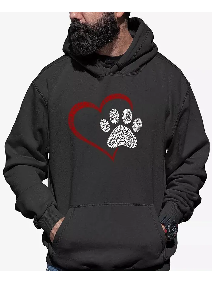 Paw Heart - Мужская толстовка с капюшоном Word Art LA Pop Art — изображение 1 из 6, серый