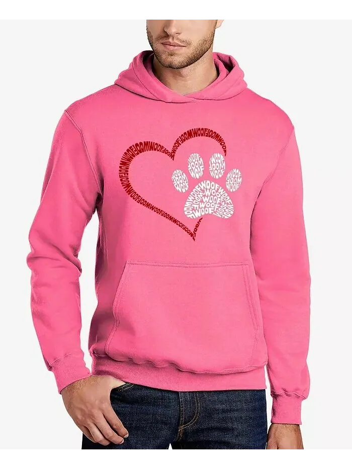 Paw Heart - Мужская толстовка с капюшоном Word Art LA Pop Art — изображение 4 из 6, серый