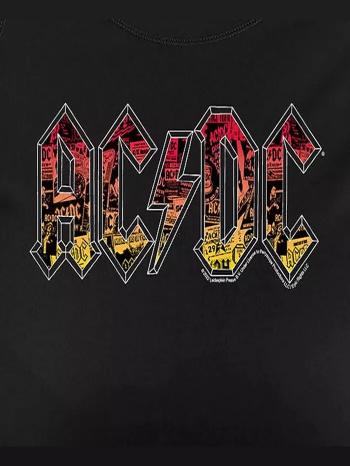 Большой размер ACDC Графический топ-пуловер с логотипом Hybrid Apparel — изображение 3 из 3, черный