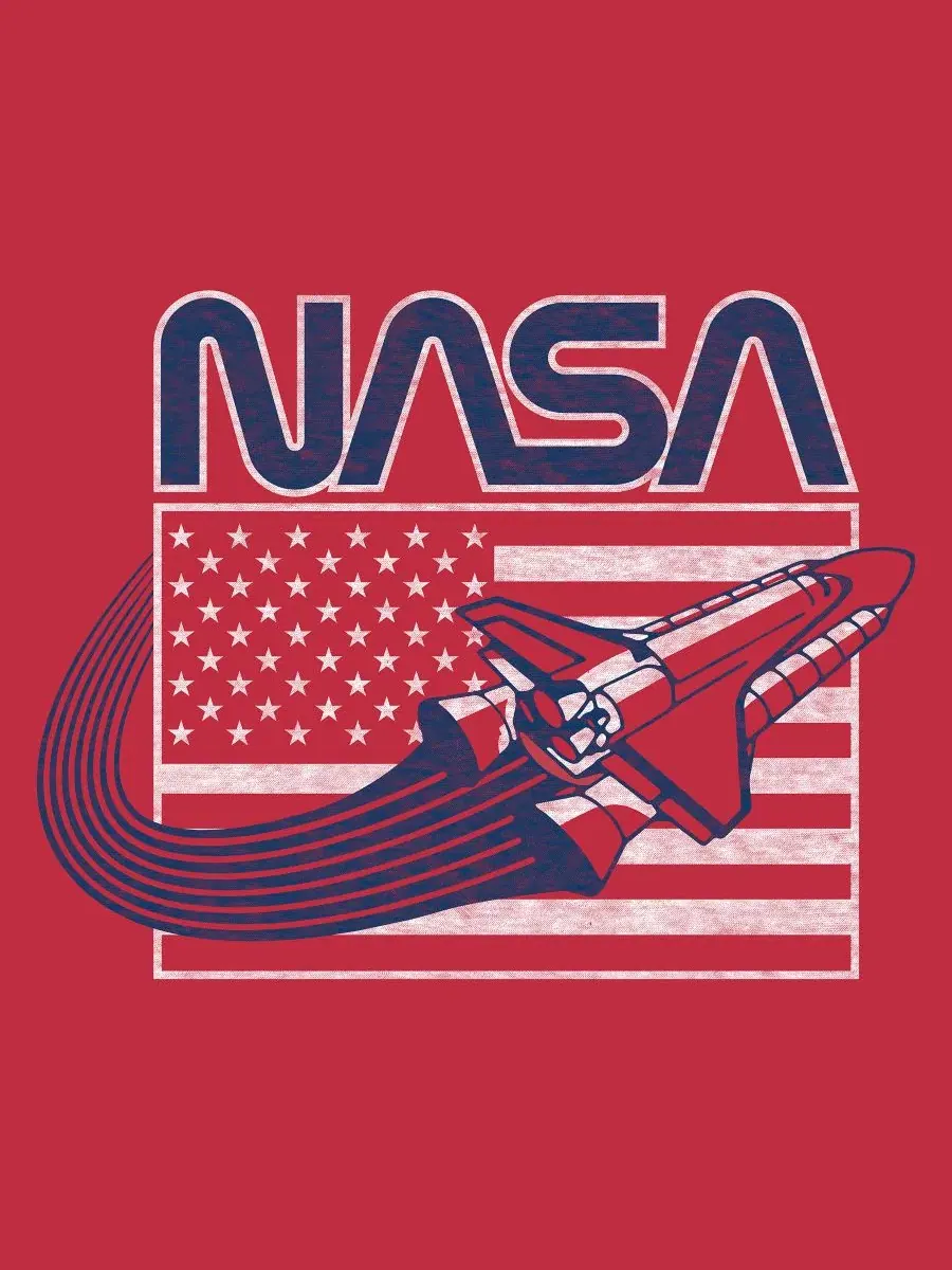 Мужская футболка NASA с изображением американского ракетного флага Hybrid Apparel — изображение 3 из 3, красный