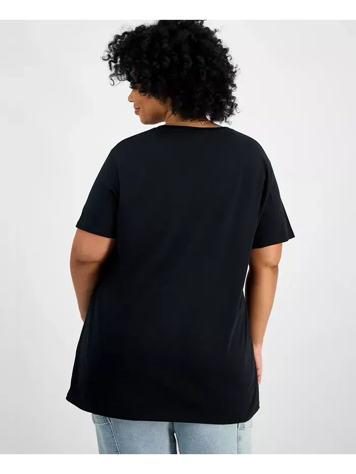 Модная хлопковая футболка с рисунком Уитни Хьюстон больших размеров Hybrid Apparel — изображение 4 из 4, черный