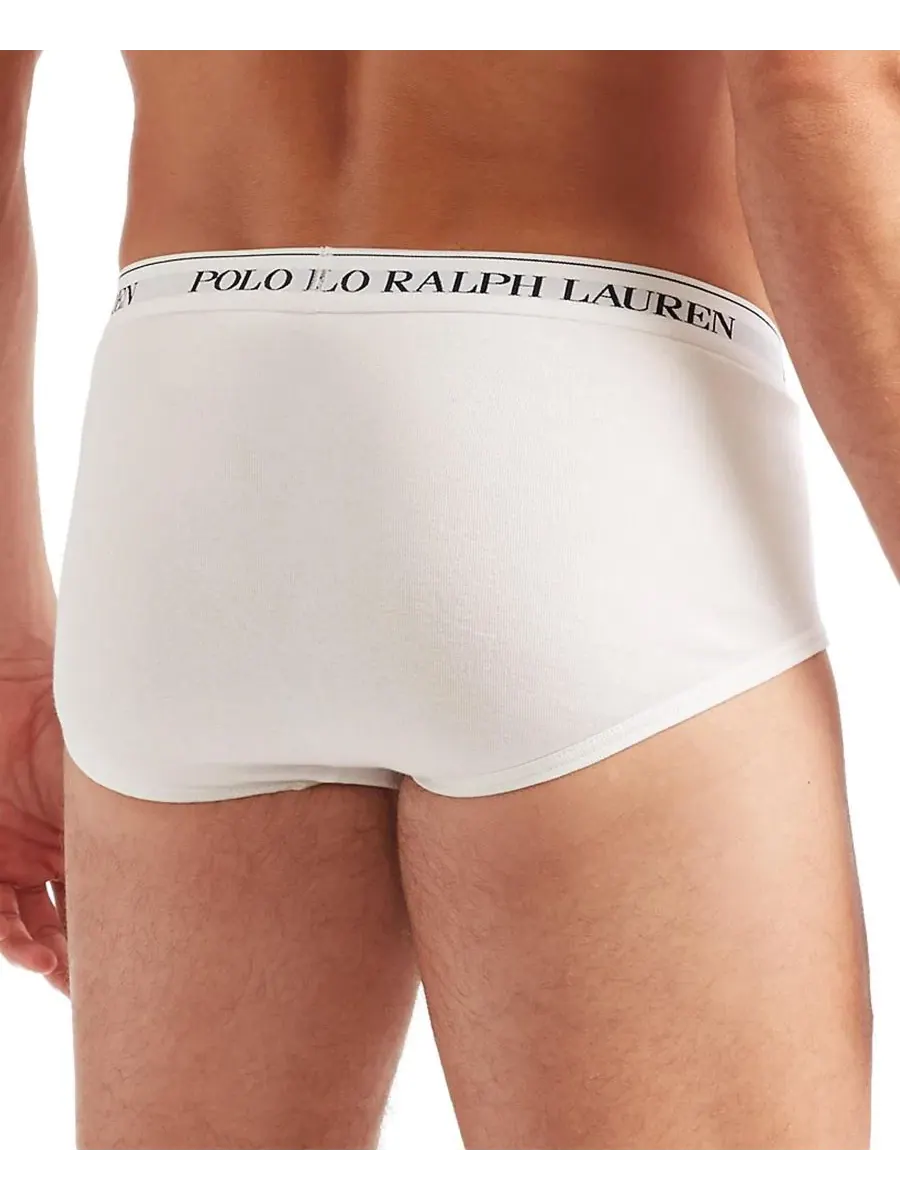 Комплект из 3 мужских хлопковых трусов больших размеров Polo Ralph Lauren — изображение 2 из 3, белый