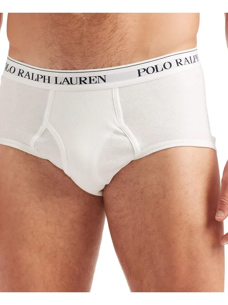 Комплект из 3 мужских хлопковых трусов больших размеров Polo Ralph Lauren — изображение 3 из 3, белый