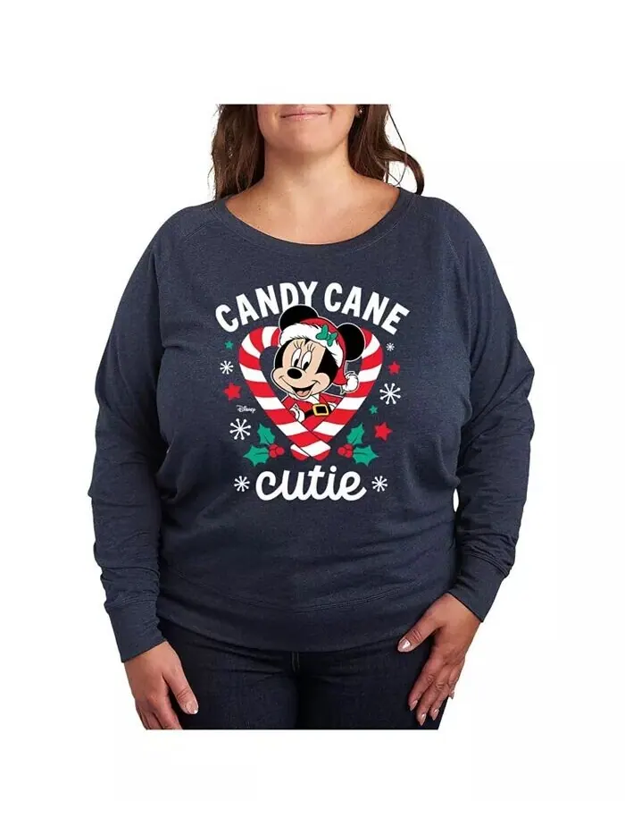 Футболка-пуловер с принтом Disney Candy Cane размера плюс Hybrid Apparel — изображение 1 из 3, синий