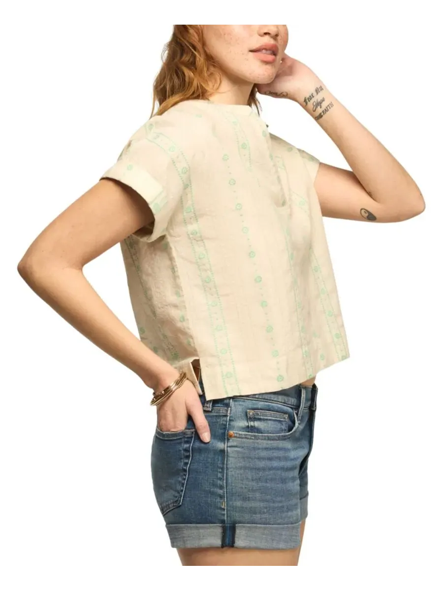 Женская оригинальная рубашка-поло с коротким рукавом Lucky Brand — изображение 3 из 6, бежевый