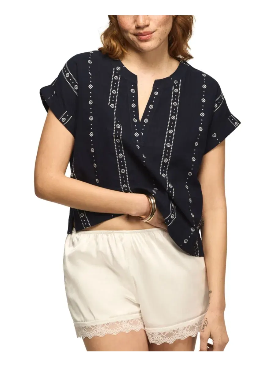 Женская оригинальная рубашка-поло с коротким рукавом Lucky Brand — изображение 1 из 6, синий