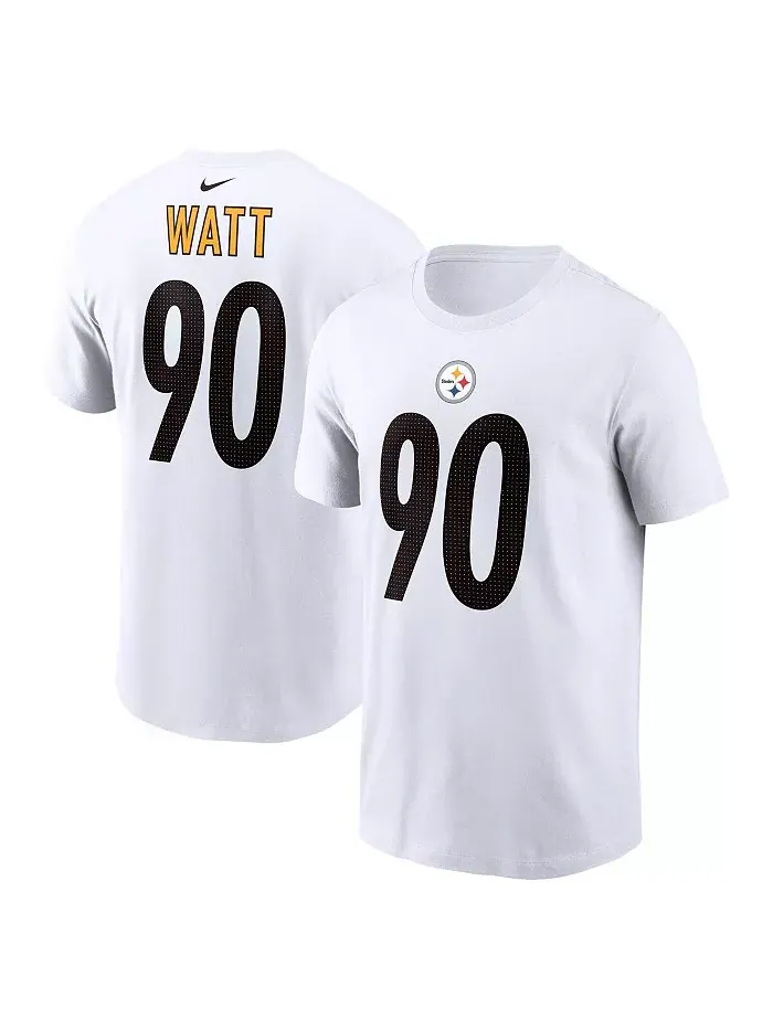 Мужская футболка с именем и номером игрока T.J. Watt Pittsburgh Steelers — изображение 1 из 3, белый