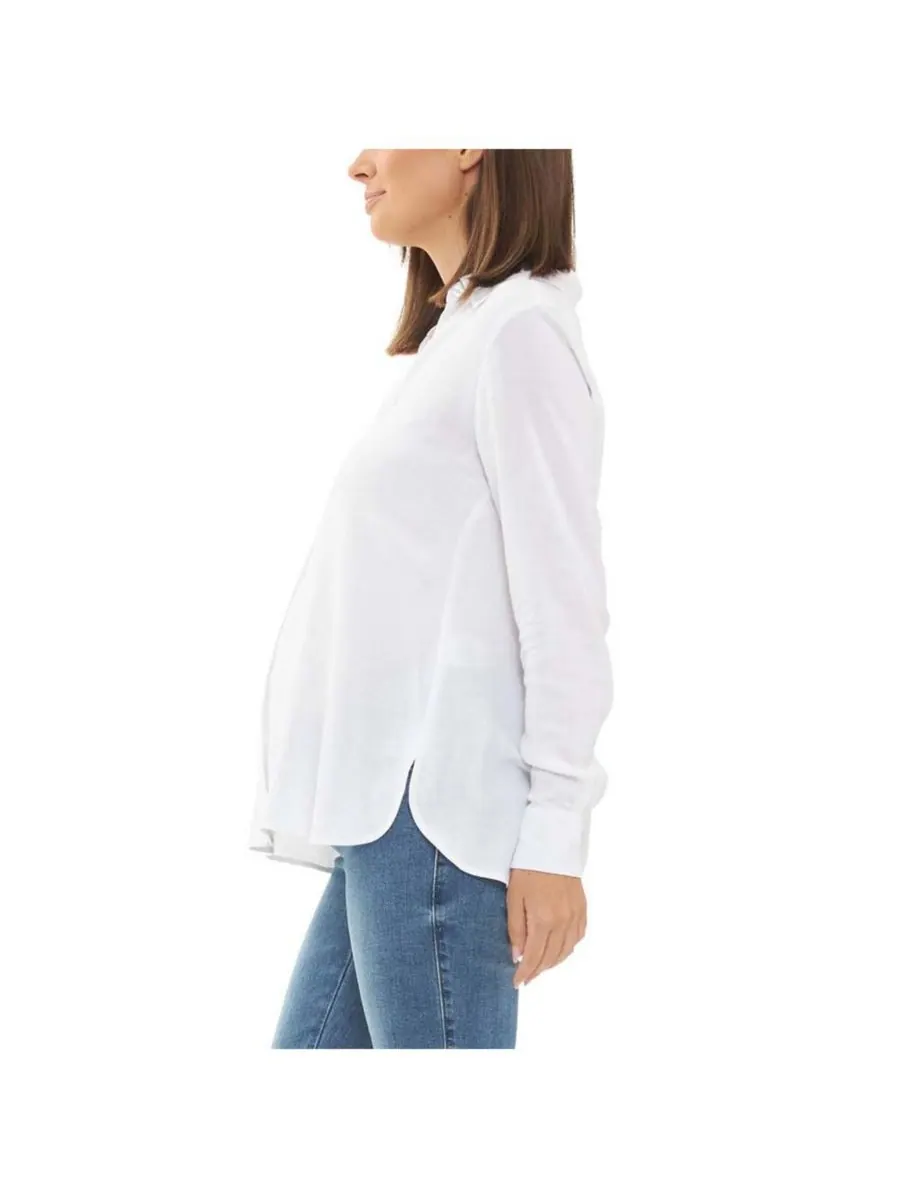 Белая рубашка на пуговицах свободного кроя Clara Ripe Maternity — изображение 2 из 3, белый