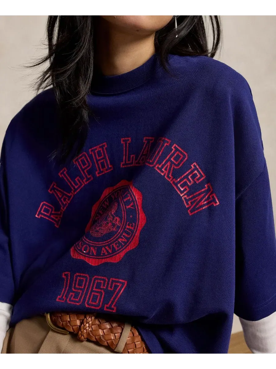 Футболка оверсайз из хлопкового джерси Polo Ralph Lauren — изображение 6 из 7, королевский синий