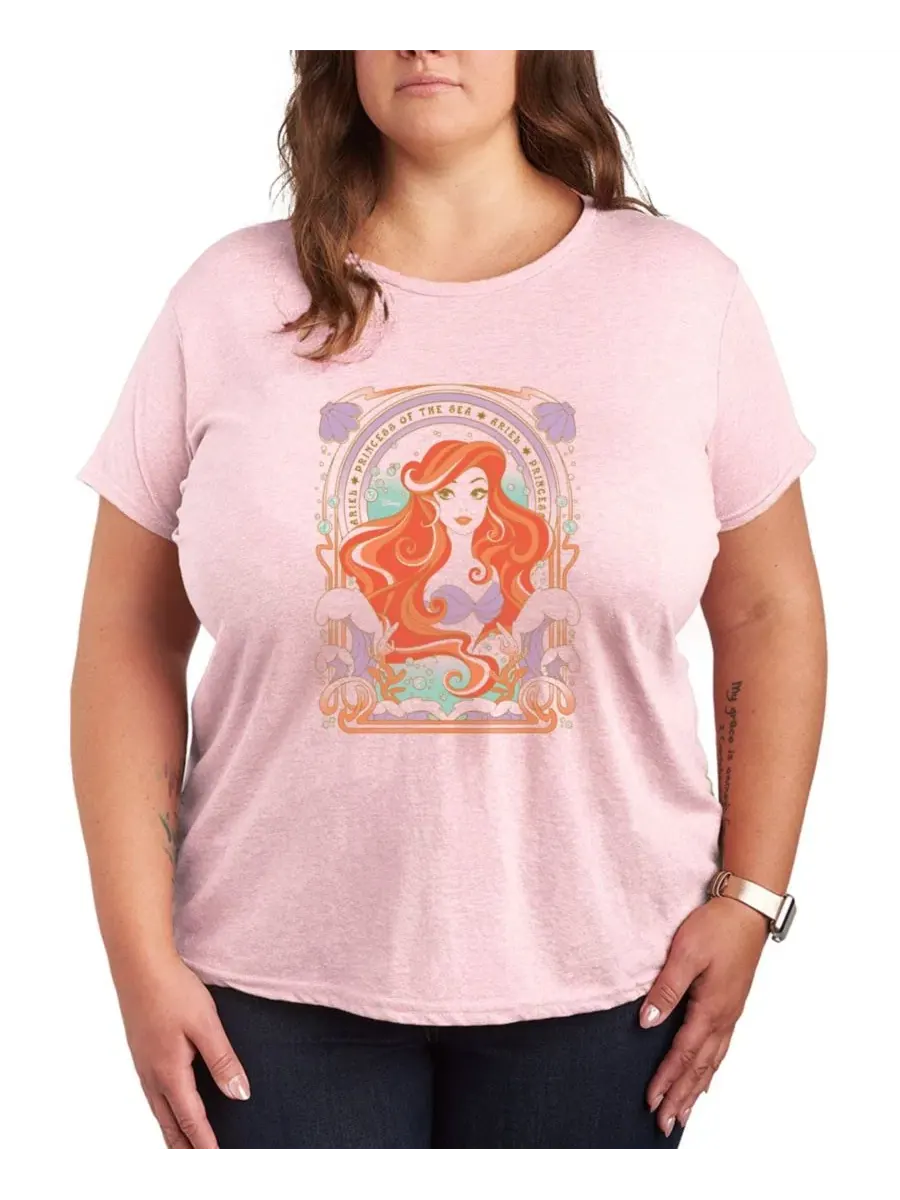 Футболка с принтом Disney Princess Ariel Hybrid Apparel — изображение 1 из 3, розовый