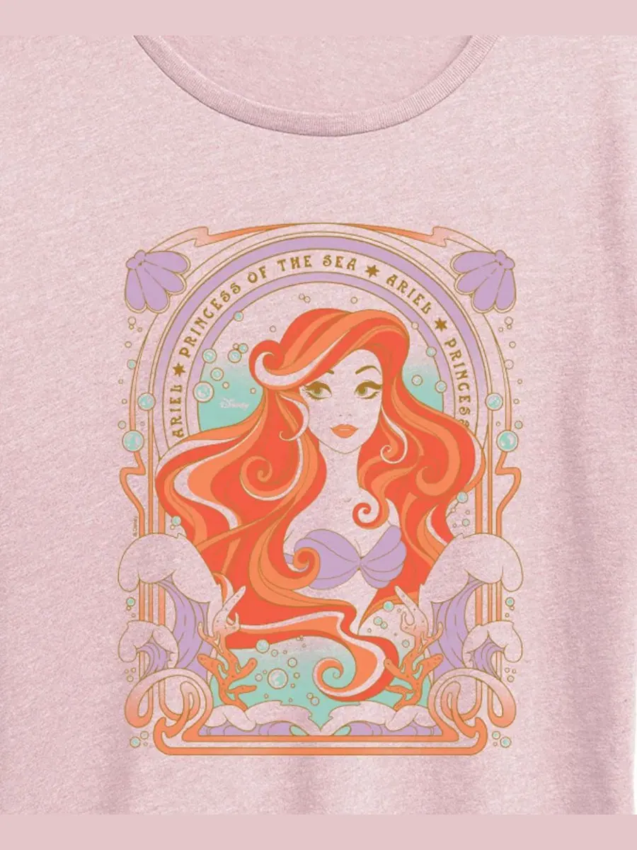 Футболка с принтом Disney Princess Ariel Hybrid Apparel — изображение 2 из 3, розовый