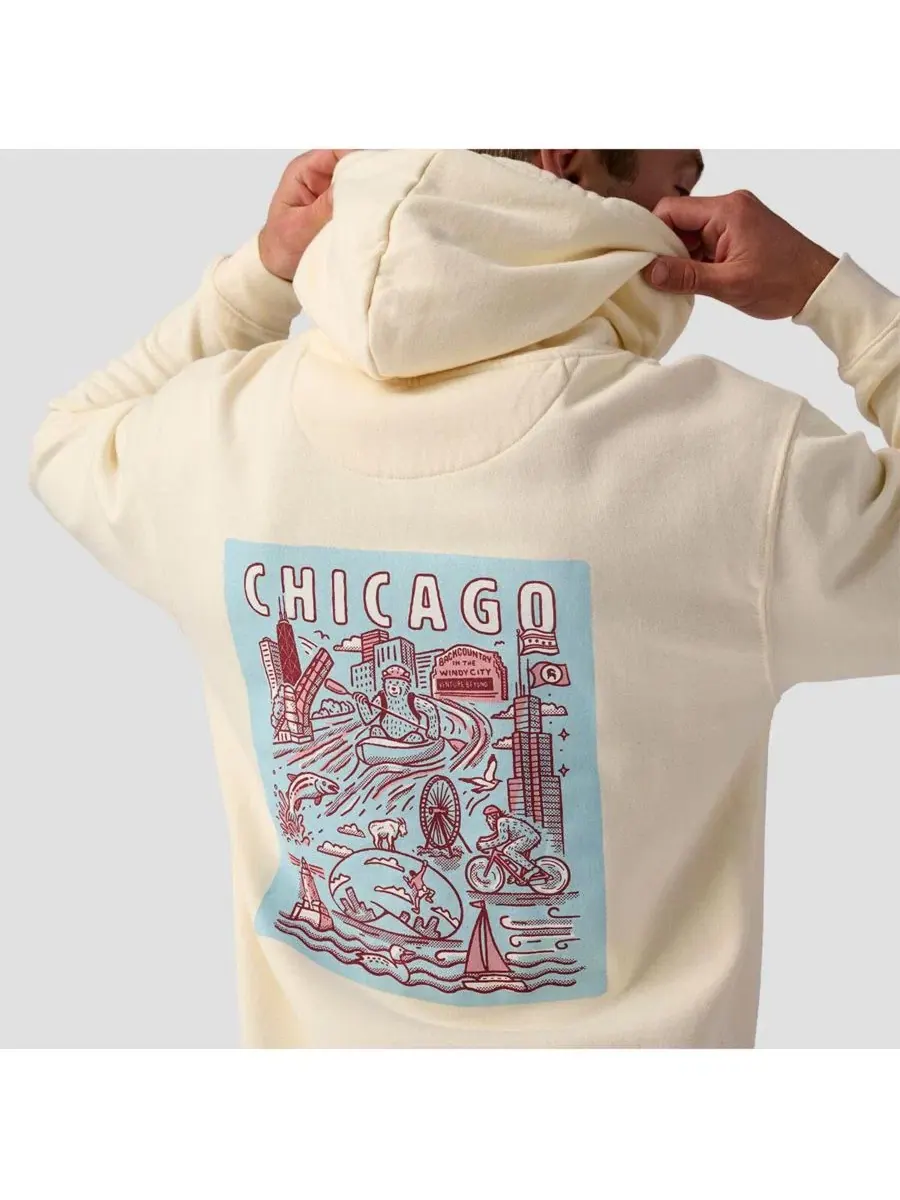 Худи с принтом Chicago Poster Backcountry — изображение 6 из 8, винтажный белый