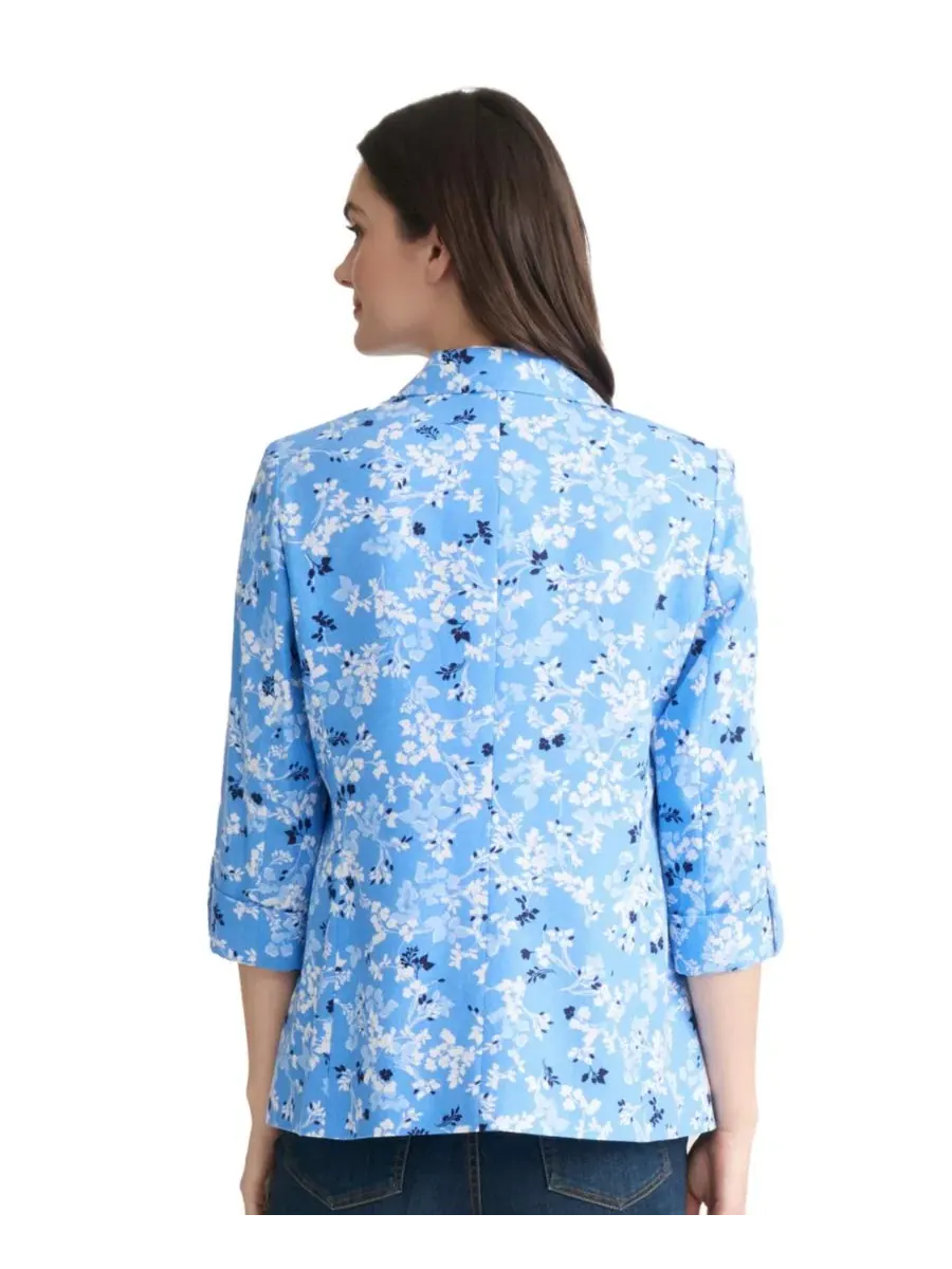 Жакет с открытым передом и нашивными карманами Petite Patch Pocket Jacket Jones New York — изображение 5 из 5, синий мульти