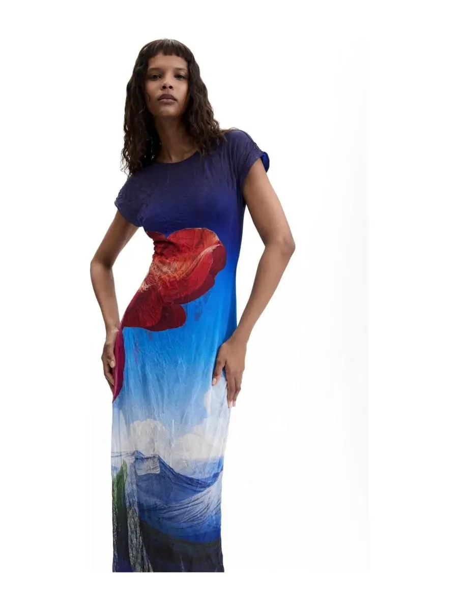 Платье с коротким рукавом и градиентным принтом Desigual — изображение 2 из 5, синий