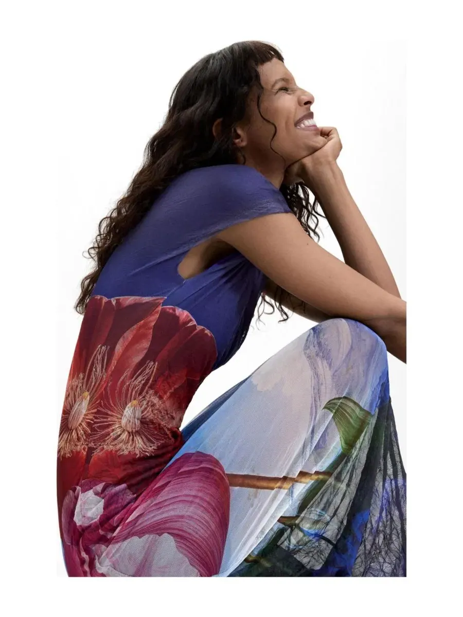 Платье с коротким рукавом и градиентным принтом Desigual — изображение 3 из 5, синий