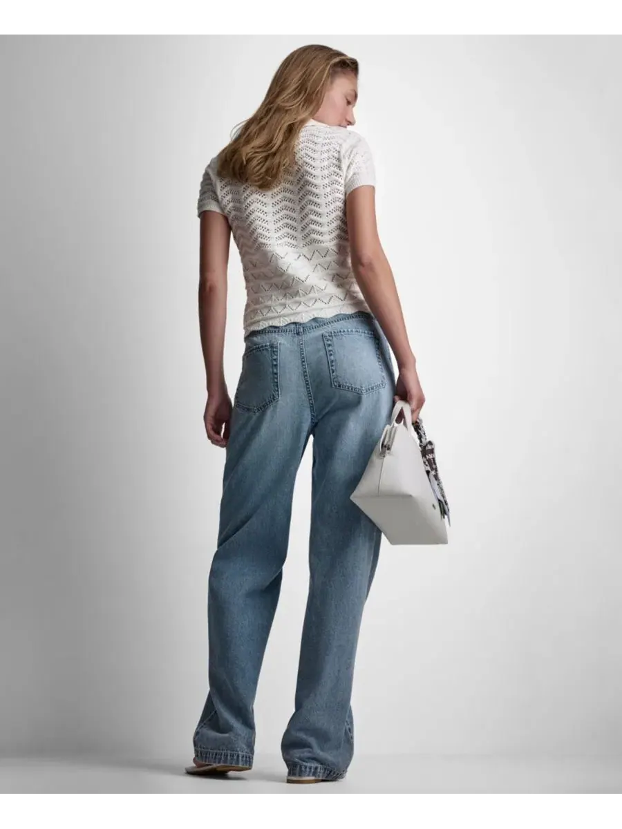 Женский укороченный свитер-поло с v-образным вырезом, с коротким рукавом DKNY Jeans — изображение 7 из 11, белый