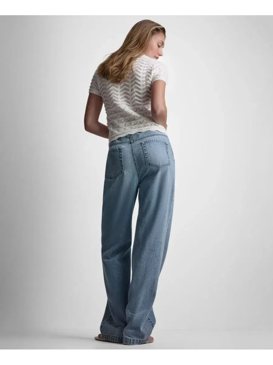 Женский укороченный свитер-поло с v-образным вырезом, с коротким рукавом DKNY Jeans — изображение 8 из 11, белый