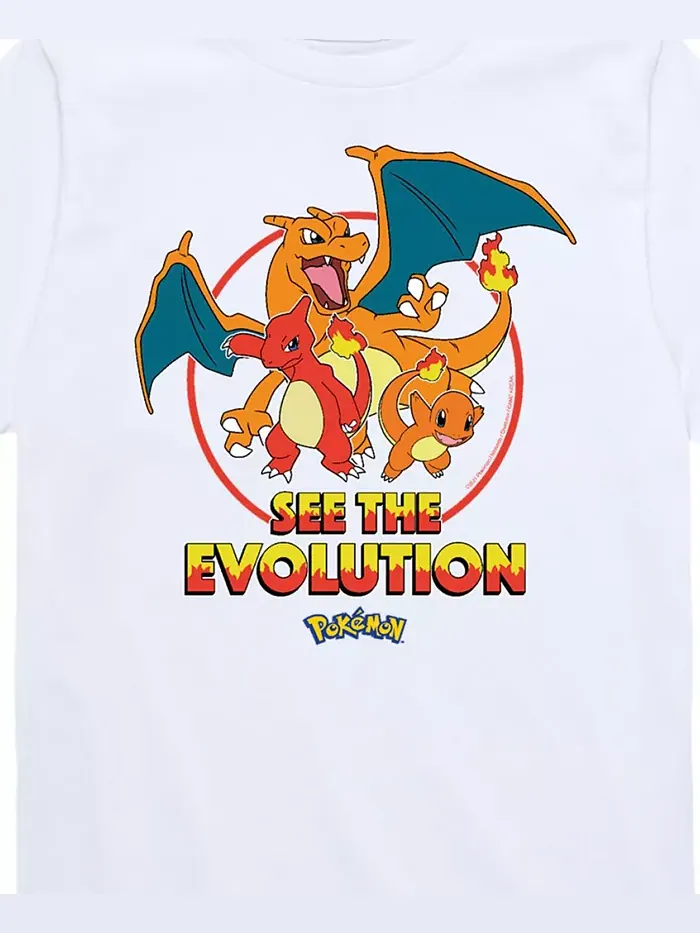Футболка с принтом "See The Evolution" для мальчиков старшего возраста Pokémon Pokemon — изображение 3 из 3, белый