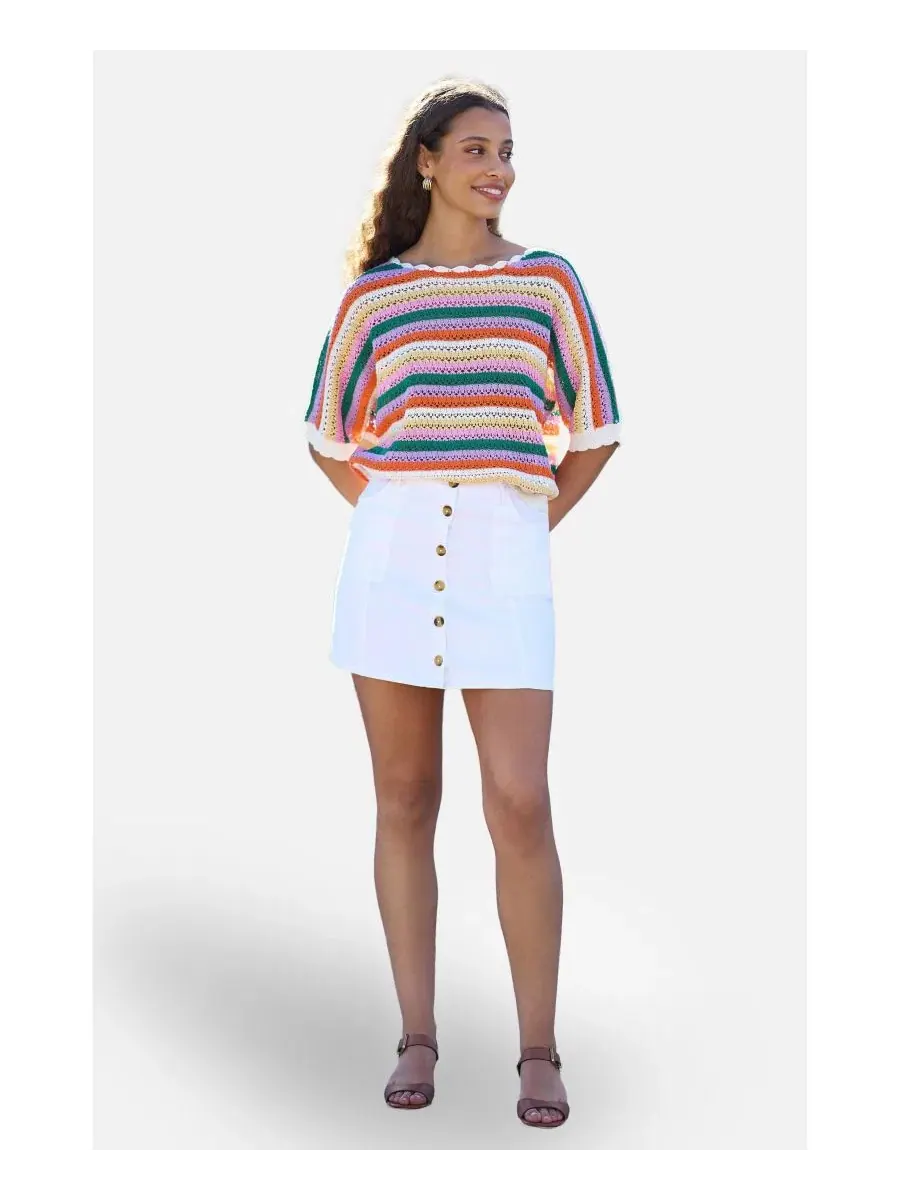 Женский топ с летучей мышью и крючком, модель Batwing Crochet Top Yumi — изображение 3 из 8, мульти