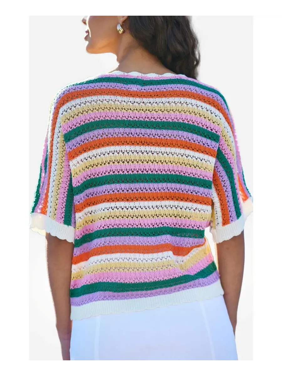 Женский топ с летучей мышью и крючком, модель Batwing Crochet Top Yumi — изображение 4 из 8, мульти