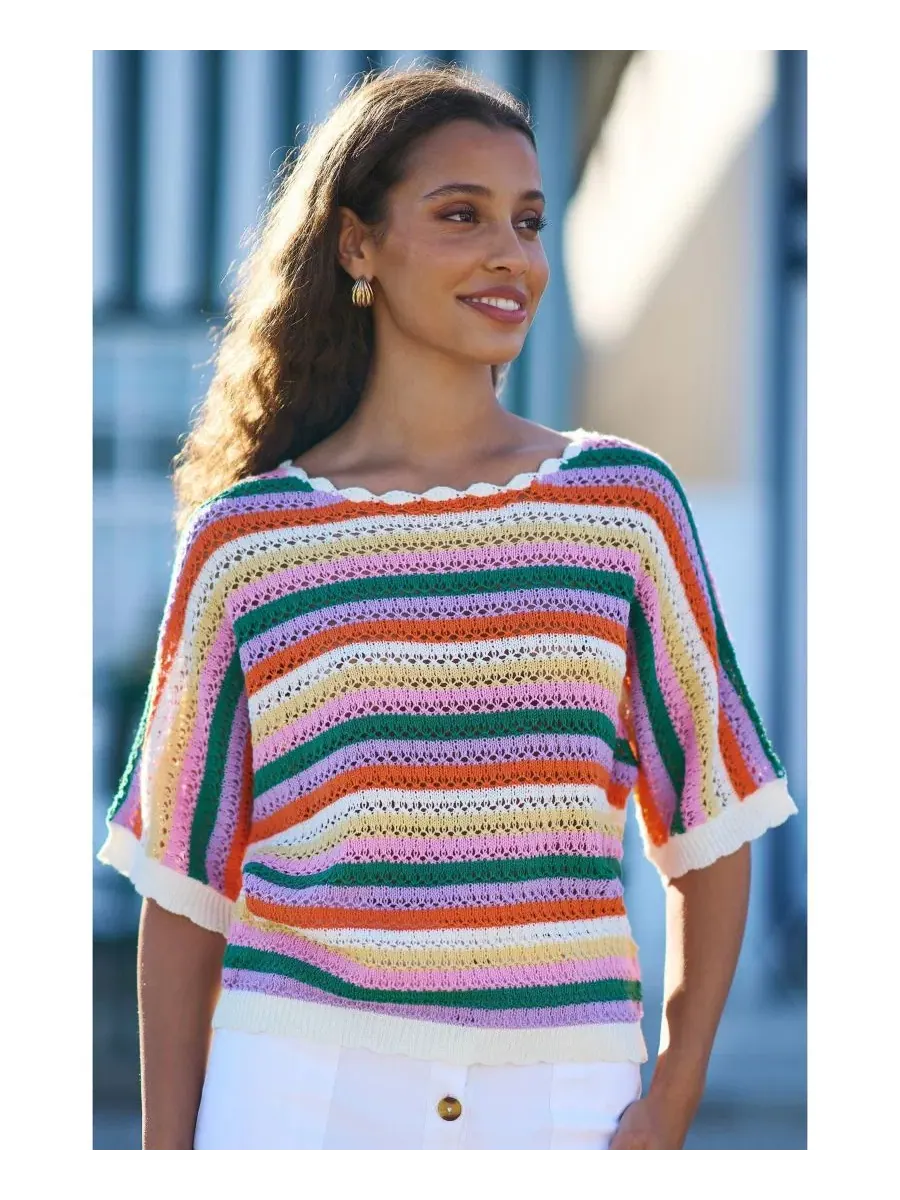 Женский топ с летучей мышью и крючком, модель Batwing Crochet Top Yumi — изображение 8 из 8, мульти