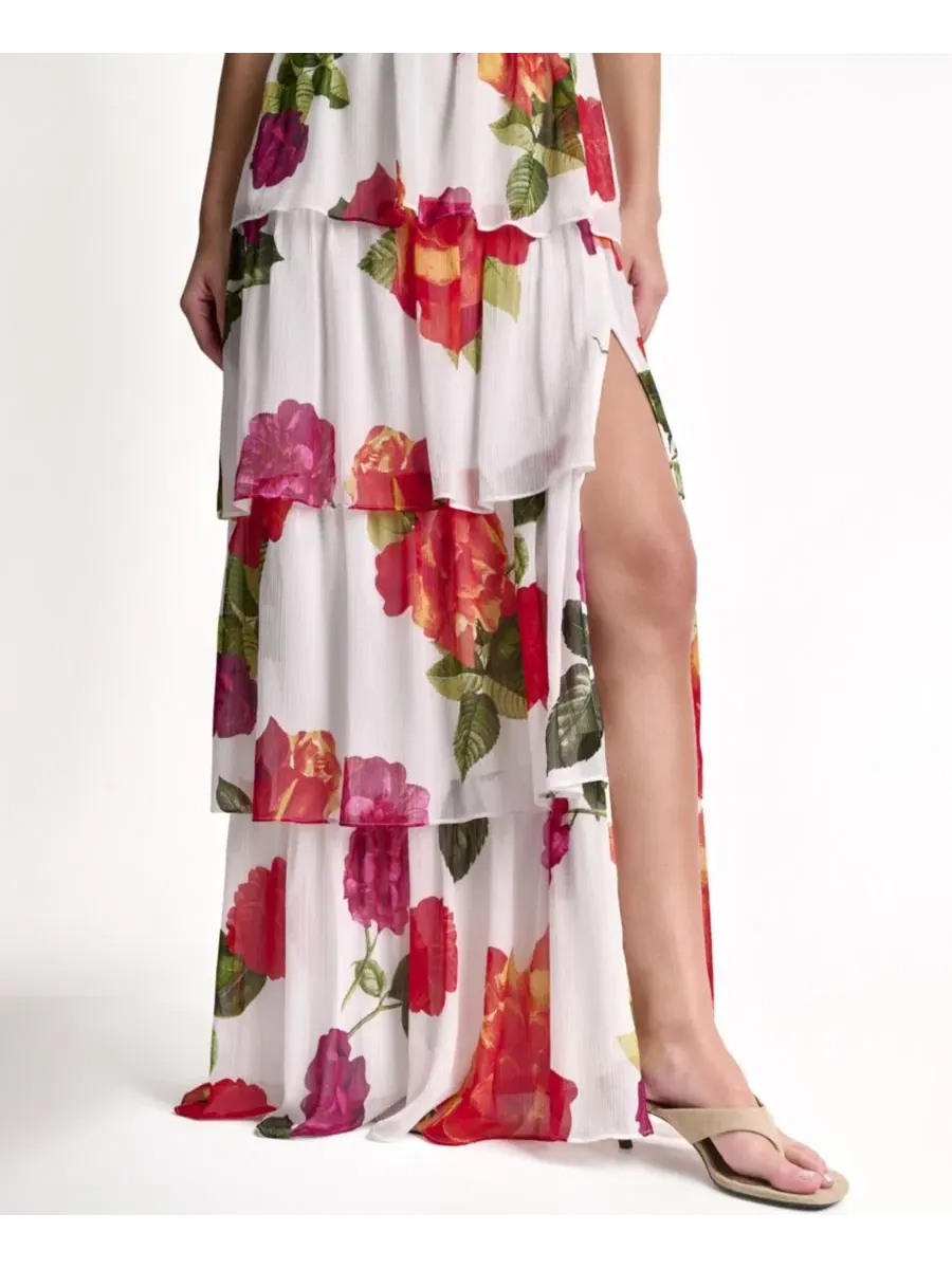 Женское длинное платье без бретелей Bcbg — изображение 7 из 9, белый/розовый