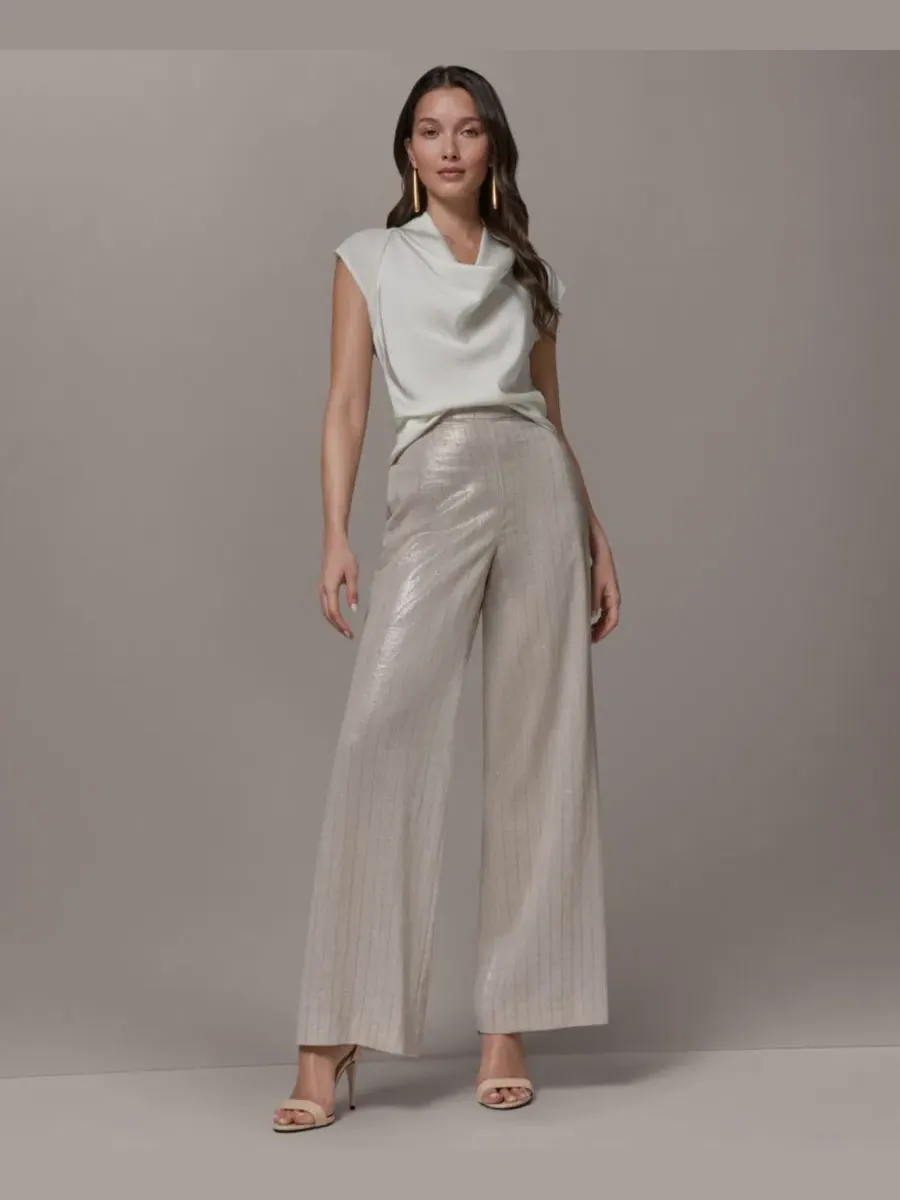 Женские брюки в тонкую полоску со средней посадкой Donna Karan New York — изображение 6 из 7, оранжевый