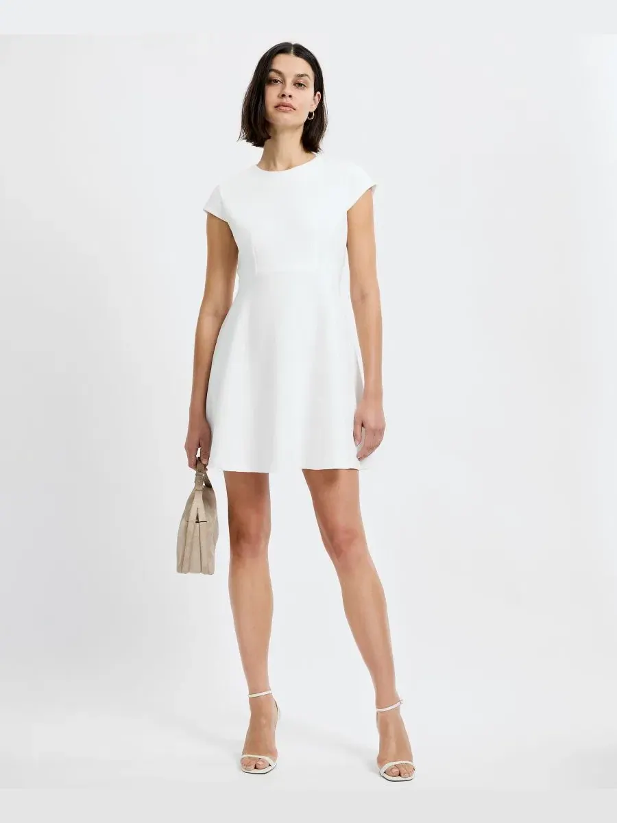 Платье мини с коротким рукавом Whisper Cap-Sleeve Mini Dress French Connection — изображение 2 из 6, белый