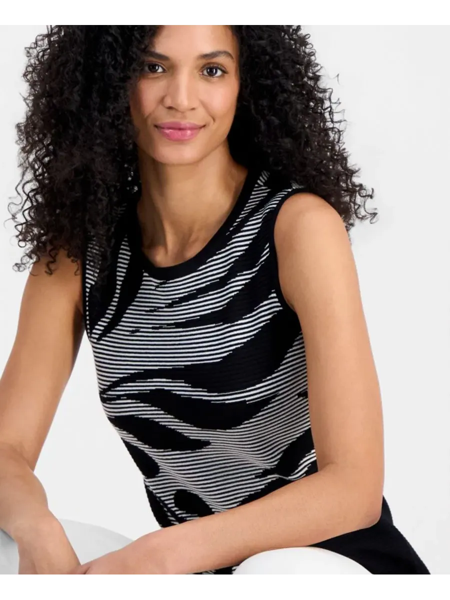 Женская майка жаккардовой вязки Anne Klein — изображение 2 из 4, черный/белый