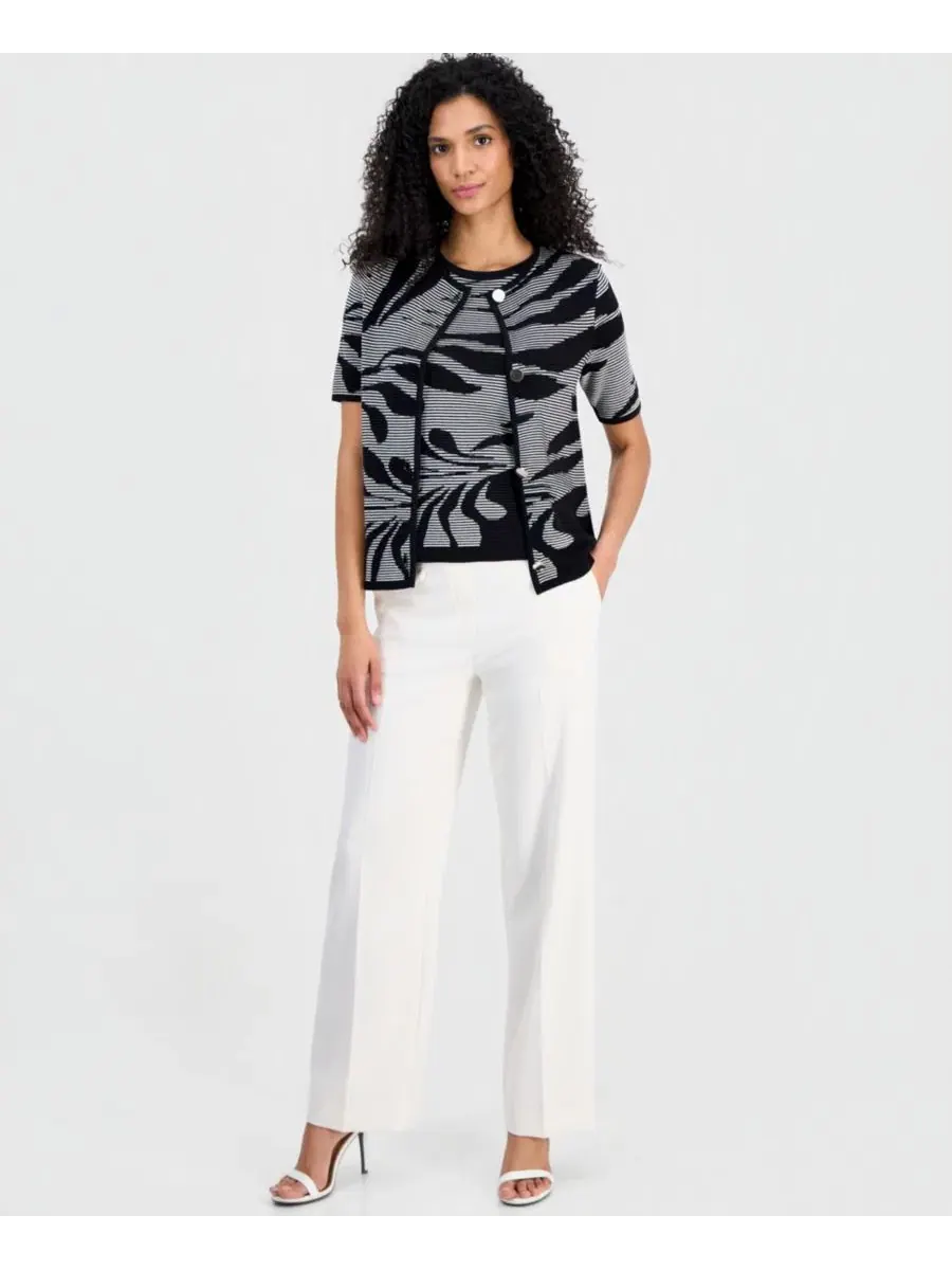 Женская майка жаккардовой вязки Anne Klein — изображение 3 из 4, черный/белый