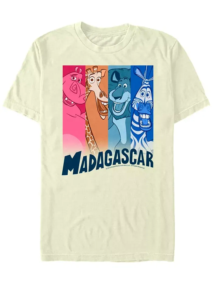 Футболка мужская с принтом персонажей "Madagascar", короткий рукав Fifth Sun — изображение 1 из 1, прозрачный