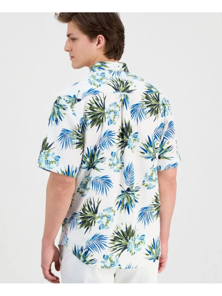 Мужская рубашка Nova Wave с мозаичным принтом в виде листьев Tommy Bahama — изображение 2 из 4, белый