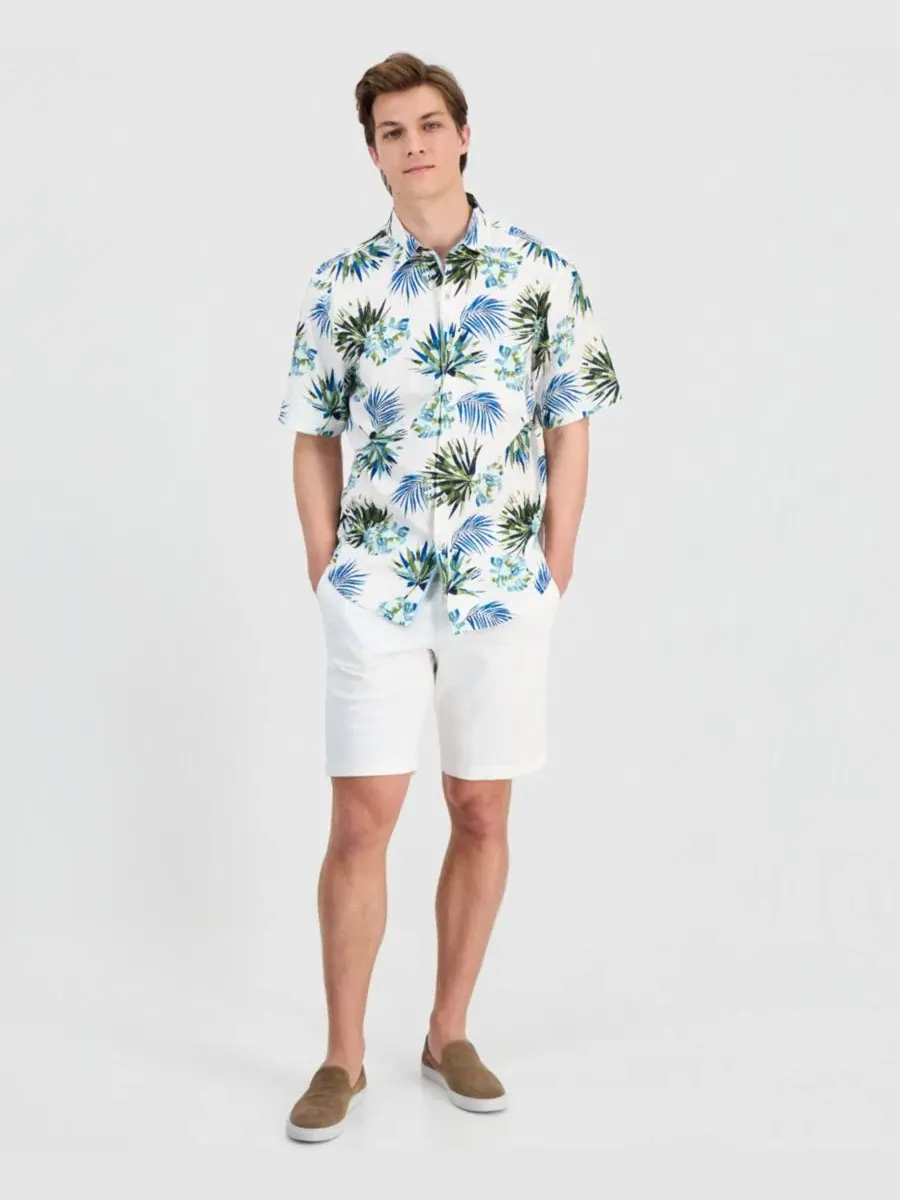 Мужская рубашка Nova Wave с мозаичным принтом в виде листьев Tommy Bahama — изображение 4 из 4, белый