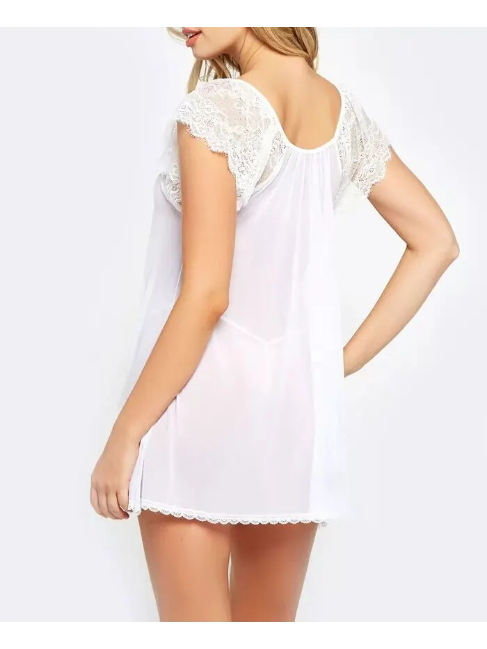 Женский комплект нижнего белья Teagan Mesh and Lace Babydoll из 2 предметов iCollection — изображение 2 из 2, белый