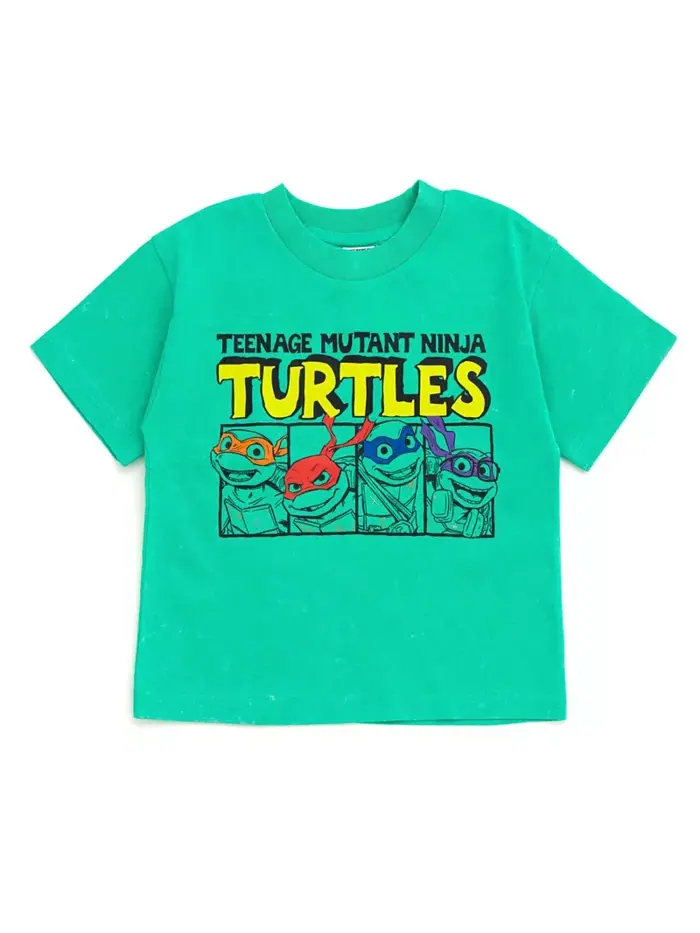 Комплект: футболка и шорты из френч терри TEENAGE MUTANT NINJA TURTLES — изображение 2 из 7, зеленый